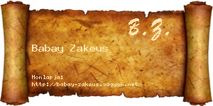 Babay Zakeus névjegykártya